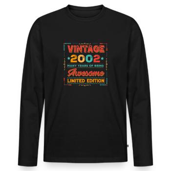 Millésime 2002 - T-shirt manches longues Premium bio Homme - noir - Devant - Nico (187cm)