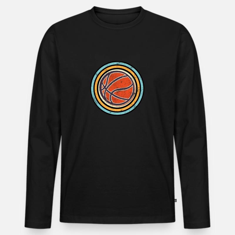 Basketball Retro - Männer Premium Bio Langarmshirt - Schwarz