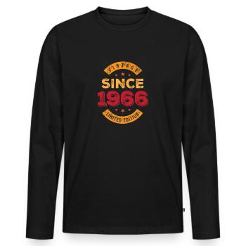 Vintage 1966 - Männer Premium Bio Langarmshirt - Schwarz - Vorne - Nico (187cm)