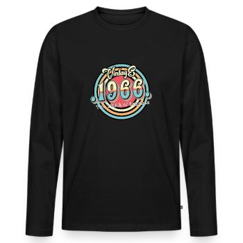 Vintage 1966 - Männer Premium Bio Langarmshirt - Schwarz - Vorne - Nico (187cm)