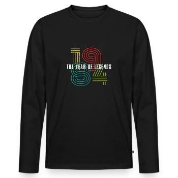 Millésime 1984 - T-shirt manches longues Premium bio Homme - noir - Devant - Nico (187cm)