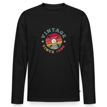 Millésime 1984 - T-shirt manches longues Premium bio Homme - noir - Devant - Nico (187cm)