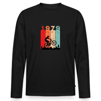 Millésime 1979 - T-shirt manches longues Premium bio Homme - noir - Devant - Nico (187cm)