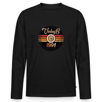 Millésime 1991 - T-shirt manches longues Premium bio Homme - noir - Devant - Nico (187cm)