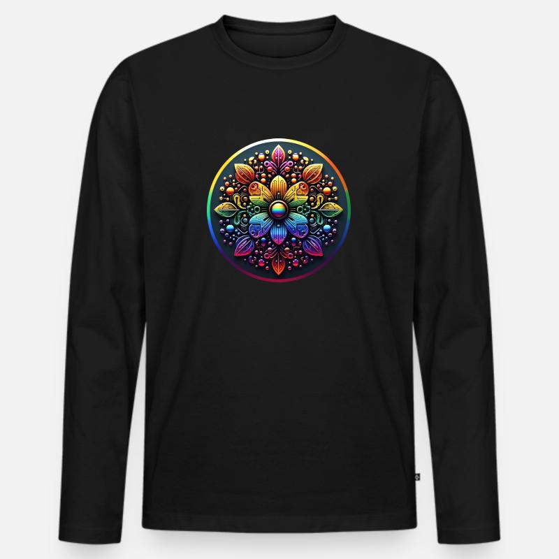 Mechanical Rainbow Flower 2 - Männer Premium Bio Langarmshirt - Schwarz