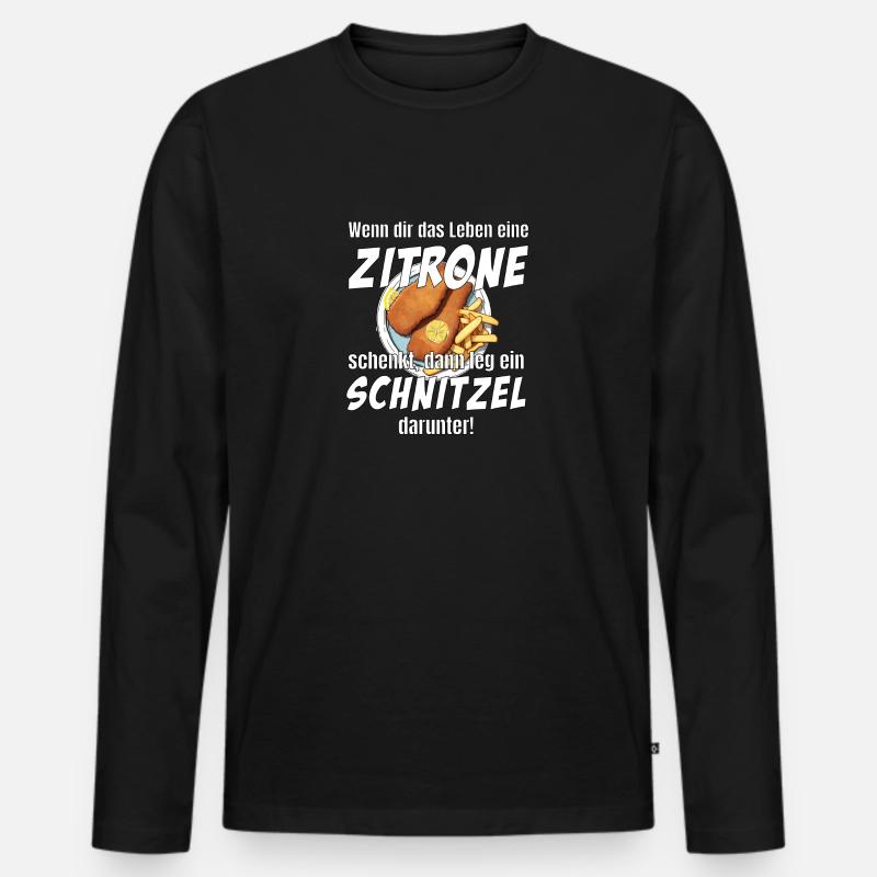 Schnitzel und Zitrone - Männer Premium Bio Langarmshirt - Schwarz