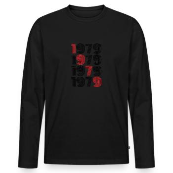 Millésime 1979 - T-shirt manches longues Premium bio Homme - noir - Devant - Nico (187cm)