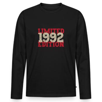 Millésime 1992 - T-shirt manches longues Premium bio Homme - noir - Devant - Nico (187cm)