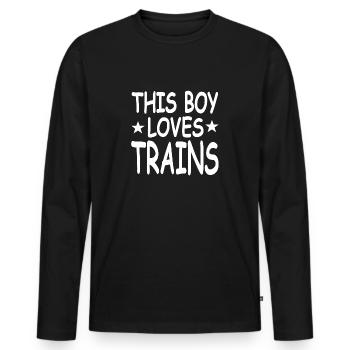 Chemin de fer - T-shirt manches longues Premium bio Homme - noir - Devant - Nico (187cm)