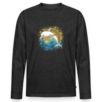 Dauphin - T-shirt manches longues Premium bio Homme - anthracite chiné - Devant - Nico (187cm)