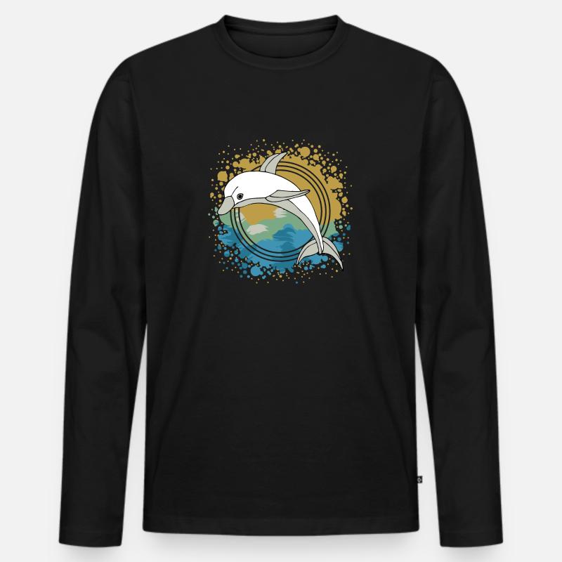 Delfin - Männer Premium Bio Langarmshirt - Schwarz
