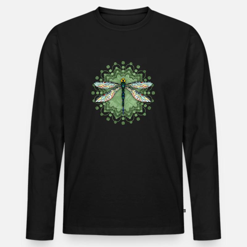 Libelle - Männer Premium Bio Langarmshirt - Schwarz