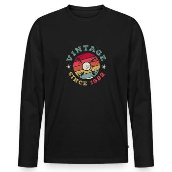 Millésime 1982 - T-shirt manches longues Premium bio Homme - noir - Devant - Nico (187cm)