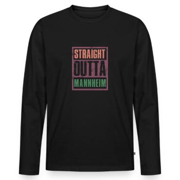 Tout droit sorti de Mannheim - T-shirt manches longues Premium bio Homme - noir - Devant - Nico (187cm)