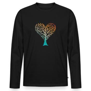 Baum Herz Vintage - Männer Premium Bio Langarmshirt - Schwarz - Vorne - Nico (187cm)