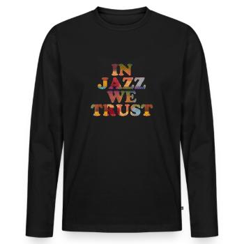 Nous avons confiance dans le jazz - T-shirt manches longues Premium bio Homme - noir - Devant - Nico (187cm)