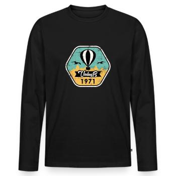 Millésime 1971 - T-shirt manches longues Premium bio Homme - noir - Devant - Nico (187cm)