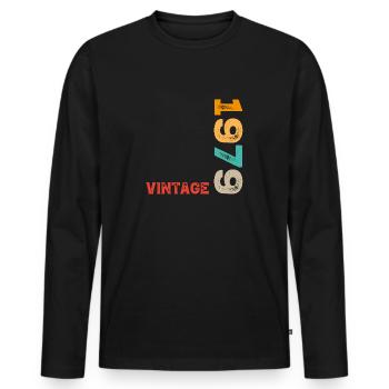 Millésime 1979 - T-shirt manches longues Premium bio Homme - noir - Devant - Nico (187cm)