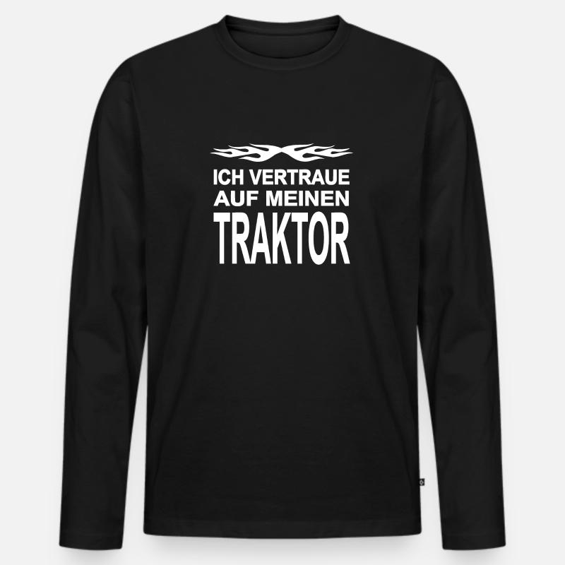 Traktor - Männer Premium Bio Langarmshirt - Schwarz