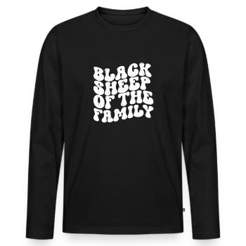 Black Sheep Retro - Männer Premium Bio Langarmshirt - Schwarz - Vorne - Nico (187cm)