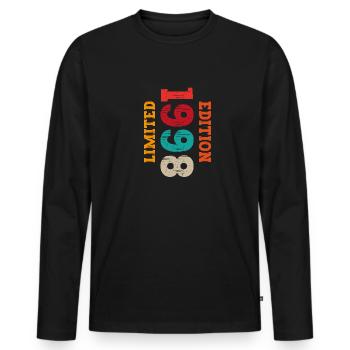 Millésime 1998 - T-shirt manches longues Premium bio Homme - noir - Devant - Nico (187cm)
