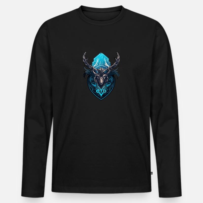 Frost Elch - Männer Premium Bio Langarmshirt - Schwarz