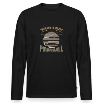 Lustiges Sprichwort: Ich habe nachgerechnet. Die Antwort ist Paintball - Männer Premium Bio Langarmshirt - Schwarz - Vorne - Nico (187cm)
