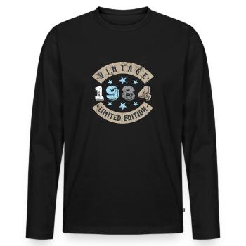 Millésime 1984 - T-shirt manches longues Premium bio Homme - noir - Devant - Nico (187cm)