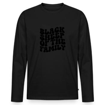 Black Sheep Retro - Männer Premium Bio Langarmshirt - Schwarz - Vorne - Nico (187cm)