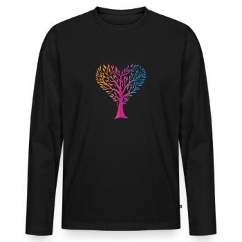 Baum Vintage - Männer Premium Bio Langarmshirt - Schwarz - Vorne - Nico (187cm)
