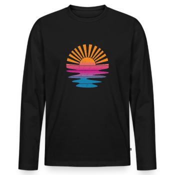 Coucher de soleil d’été vintage - T-shirt manches longues Premium bio Homme - noir - Devant - Nico (187cm)