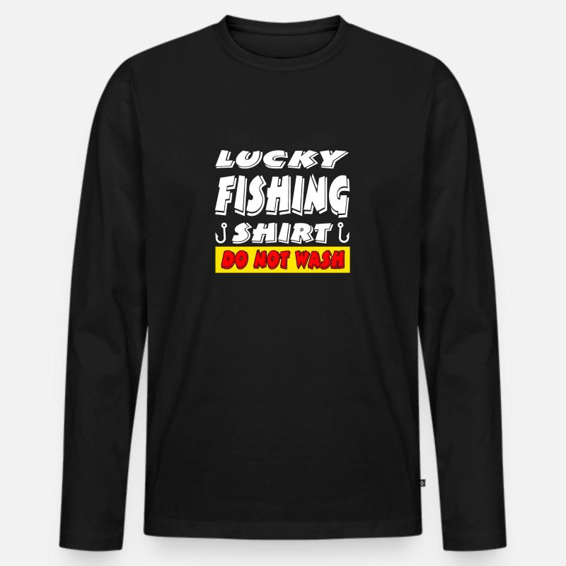 Angeln - Männer Premium Bio Langarmshirt - Schwarz