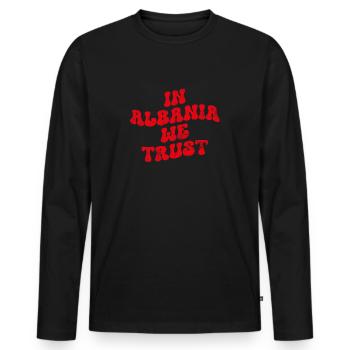 In Albania we trust - Männer Premium Bio Langarmshirt - Schwarz - Vorne - Nico (187cm)