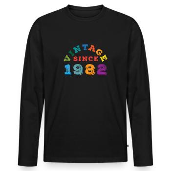 Millésime 1982 - T-shirt manches longues Premium bio Homme - noir - Devant - Nico (187cm)
