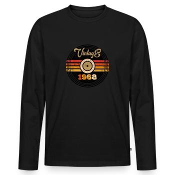 Millésime 1968 - T-shirt manches longues Premium bio Homme - noir - Devant - Nico (187cm)