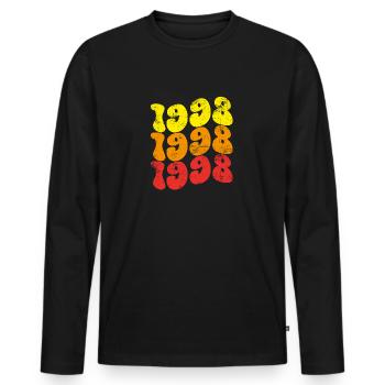 Millésime 1998 - T-shirt manches longues Premium bio Homme - noir - Devant - Nico (187cm)