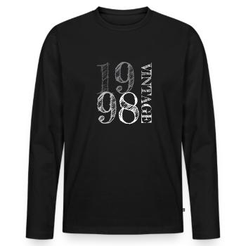 Millésime 1998 - T-shirt manches longues Premium bio Homme - noir - Devant - Nico (187cm)
