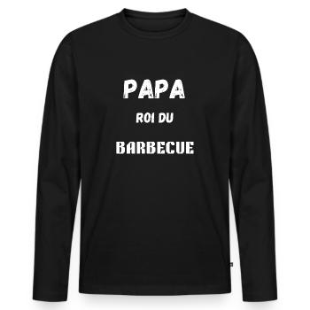 PAPA ROI DU BARBECUE - T-shirt manches longues Premium bio Homme - noir - Devant - Nico (187cm)
