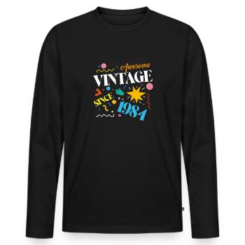 1984 Vintage - Männer Premium Bio Langarmshirt - Schwarz - Vorne - Nico (187cm)