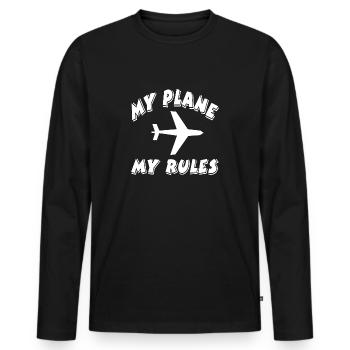 Airplane - Men's Premium Organic Long Sleeve Shirt - black - Front - Nico (187cm)