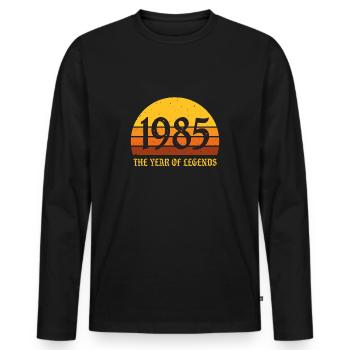 Millésime 1985 - T-shirt manches longues Premium bio Homme - noir - Devant - Nico (187cm)