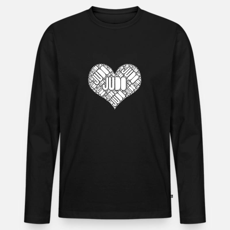 Judo Herz - Männer Premium Bio Langarmshirt - Schwarz