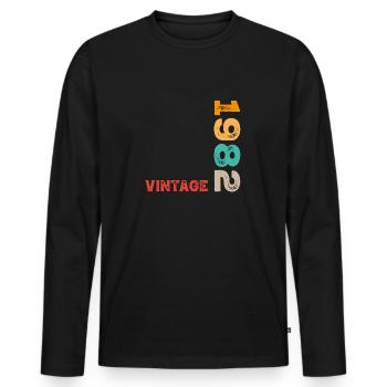 1982 Vintage - Männer Premium Bio Langarmshirt - Schwarz - Vorne - Nico (187cm)