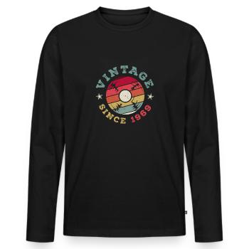 Millésime 1969 - T-shirt manches longues Premium bio Homme - noir - Devant - Nico (187cm)