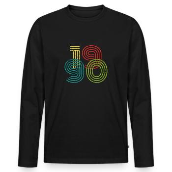 Millésime 1990 - T-shirt manches longues Premium bio Homme - noir - Devant - Nico (187cm)