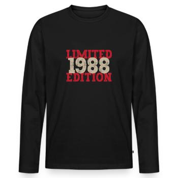 Millésime 1988 - T-shirt manches longues Premium bio Homme - noir - Devant - Nico (187cm)