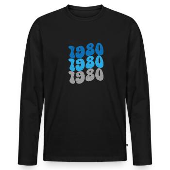 Millésime 1980 - T-shirt manches longues Premium bio Homme - noir - Devant - Nico (187cm)