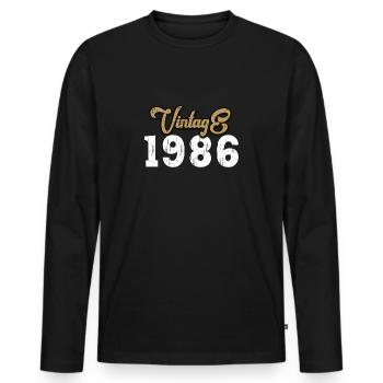 1986 Vintage - Men's Premium Organic Long Sleeve Shirt - black - Front - Nico (187cm)