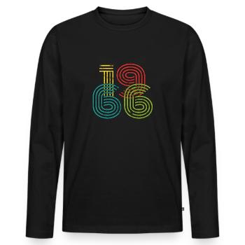 Millésime 1966 - T-shirt manches longues Premium bio Homme - noir - Devant - Nico (187cm)