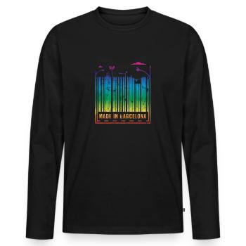 Fabriqué à Barcelone - T-shirt manches longues Premium bio Homme - noir - Devant - Nico (187cm)